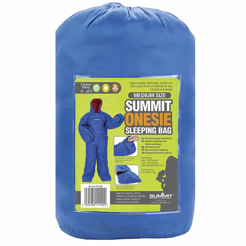 summit blue medium onesie 3 season sleeping bag suit