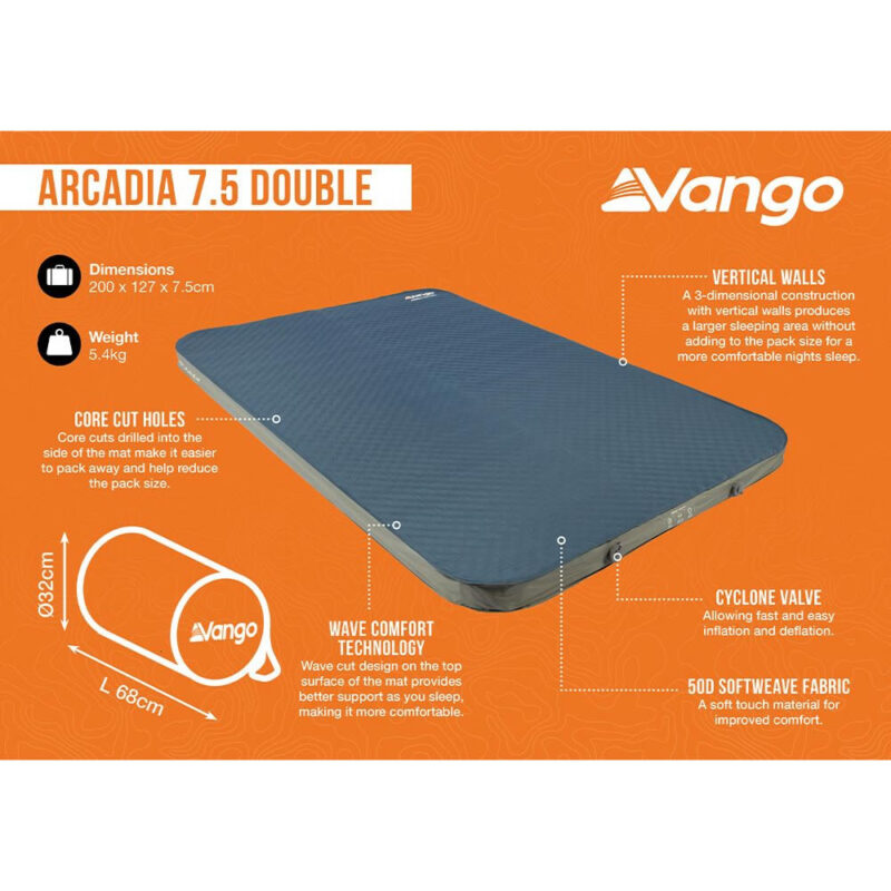 vango arcadia 7.5cm double sleep mat